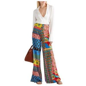 Alice + Olivia Athena Printed Crepe Wide Leg Pants, Multi